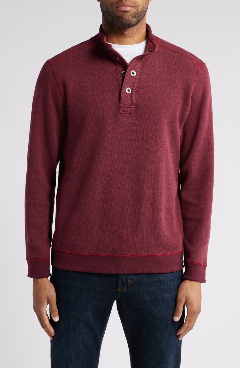 Tommy Bahama New Flip Mock Neck Pullover, Alternate, color, Aged Claret