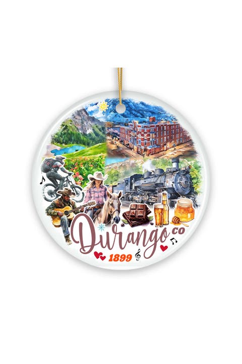Durango Colorado Mountain Train Town Round Ornament