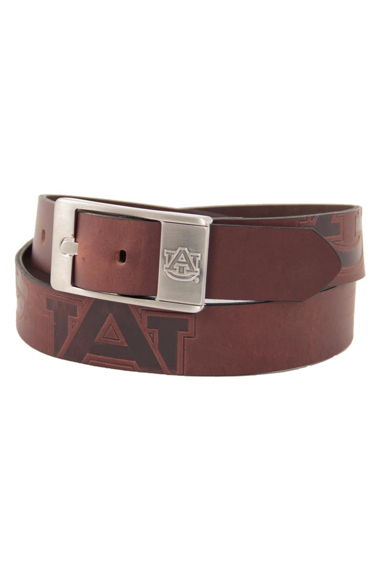 Auburn Tigers Brandish Leather Belt - Brown, Alternate, color, Brown