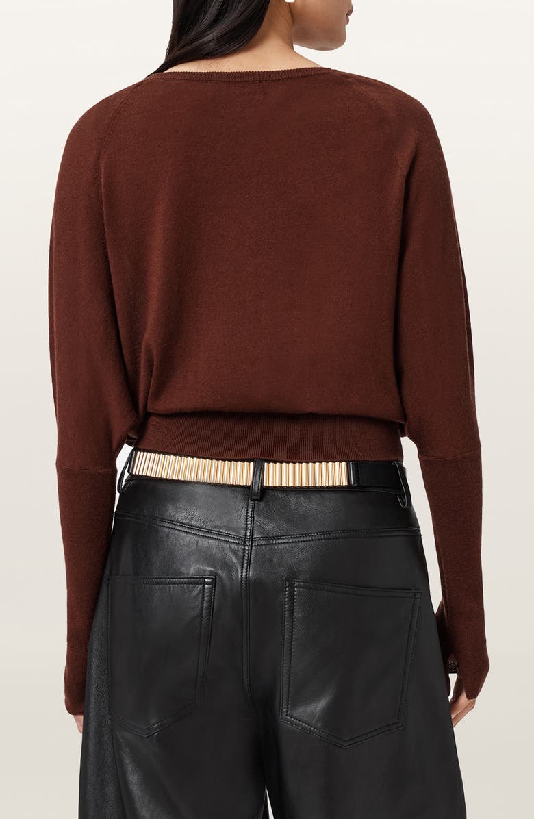 AllSaints Ridley Dolman Sleeve Crop Sweater, Alternate, color, Chestnut Brown