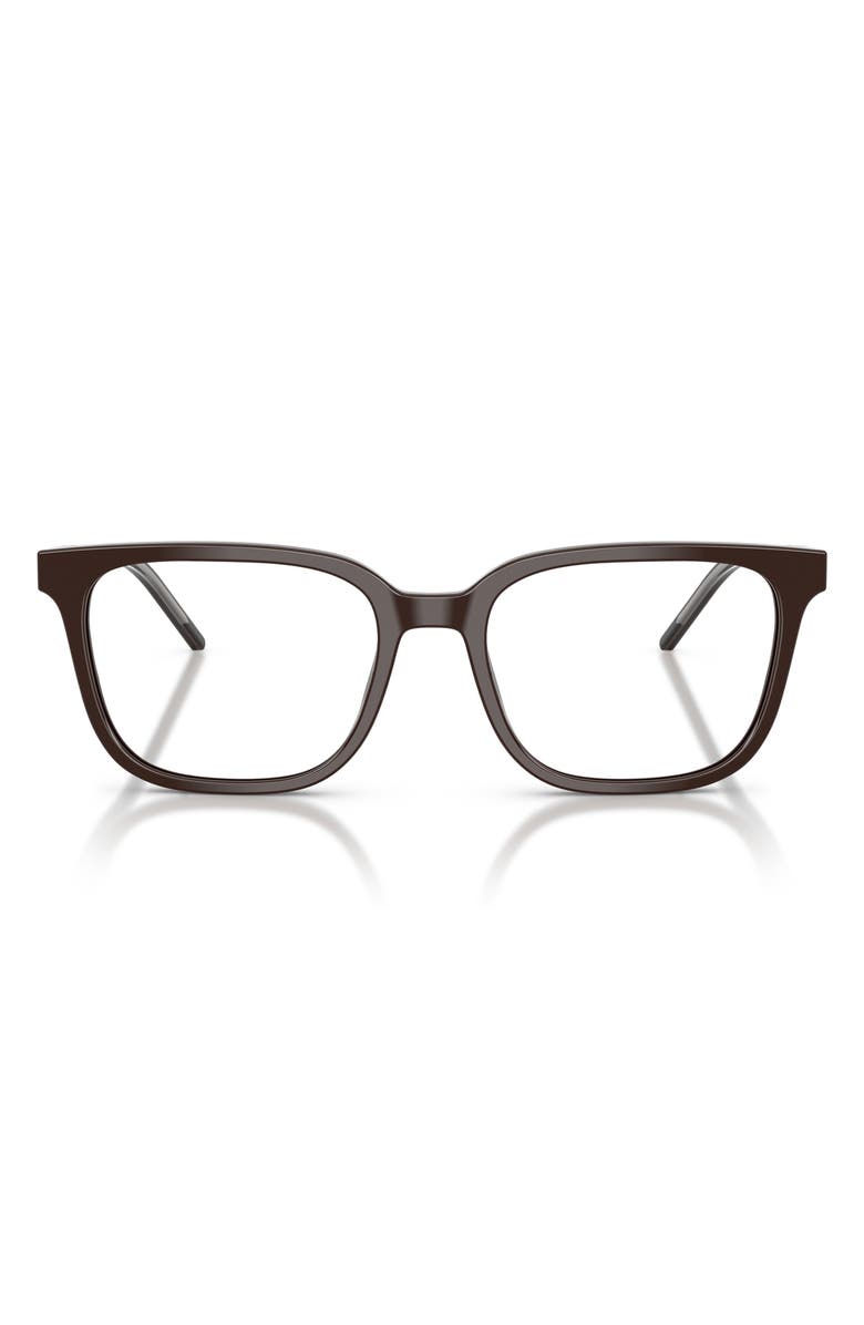 Emporio Armani 54mm Square Optical Glasses, Main, color, Shiny Brown / Demo Lens
