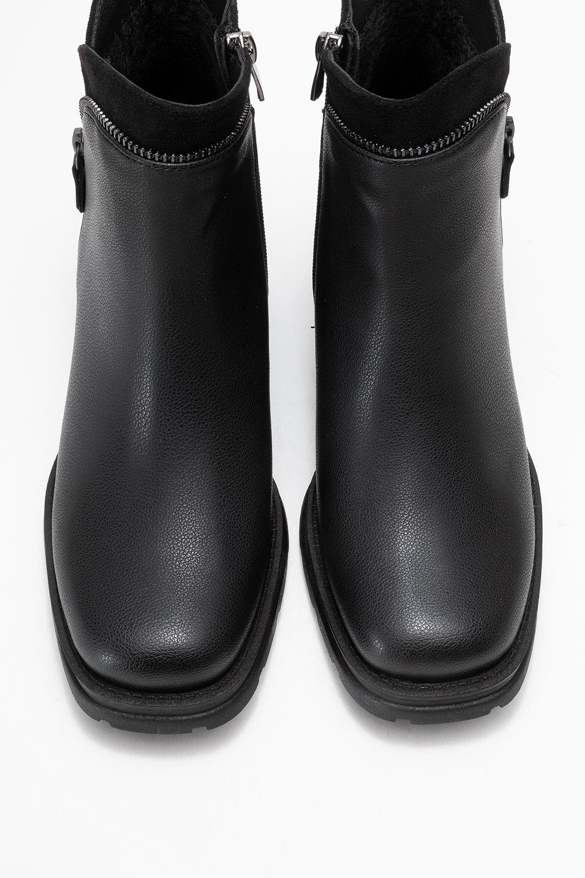 Parly Zip-Block Heel Boot, Alternate, color, Black Faux Leather