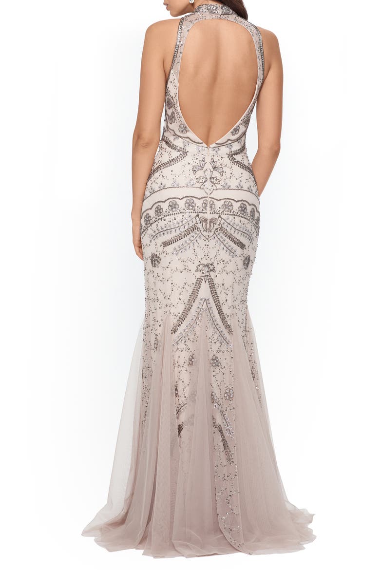 Xscape Embellished Godet Mermaid Gown, Alternate, color, CHAMPAGNE