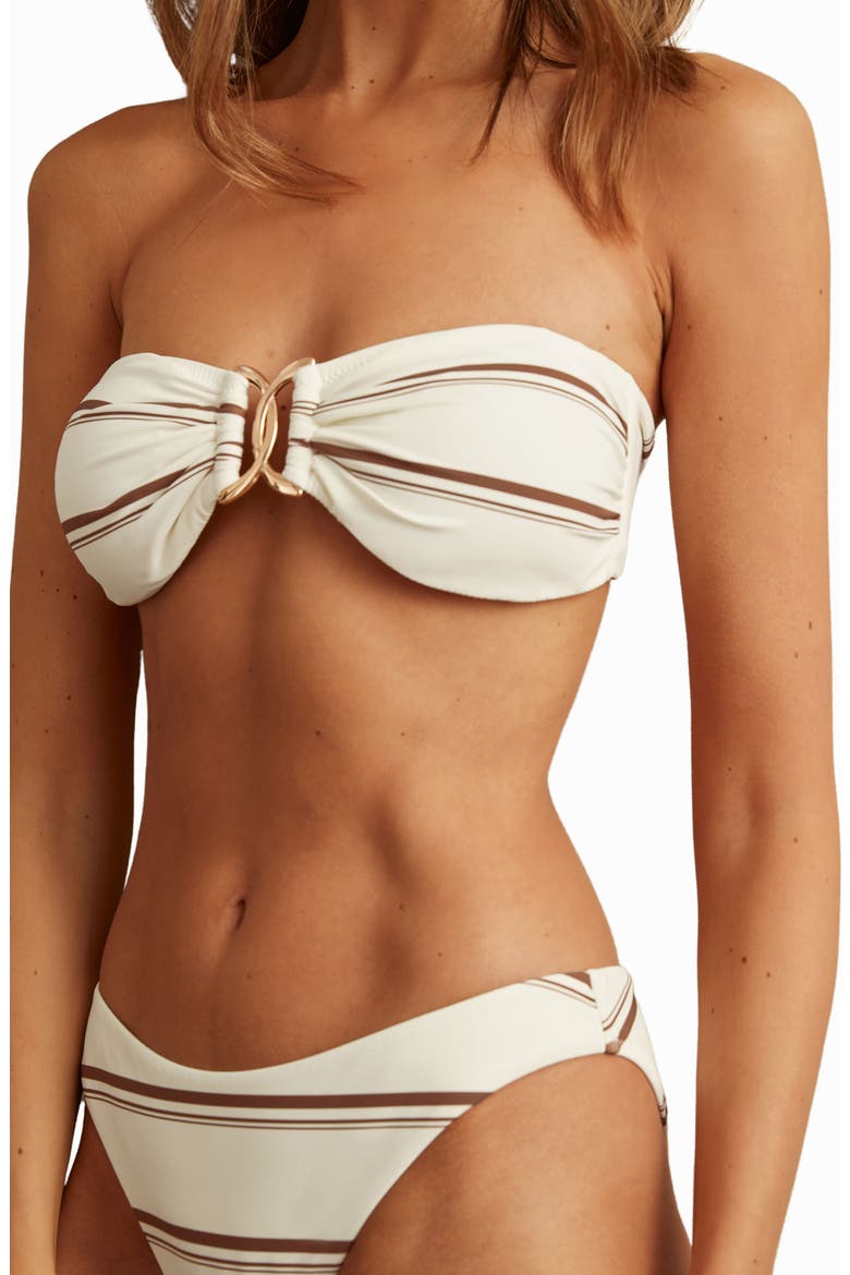 Johanna Stripe Bikini Bottoms, Alternate, color, CREAM/ BROWN