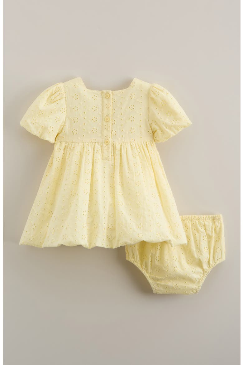 Bubble Cotton Broderie Anglaise Dress with Bloomers, Alternate, color, YELLOW PASTEL