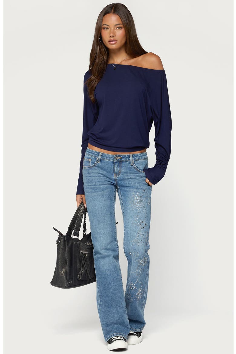 Pazzy Off the Shoulder Top, Alternate, color, NAVY
