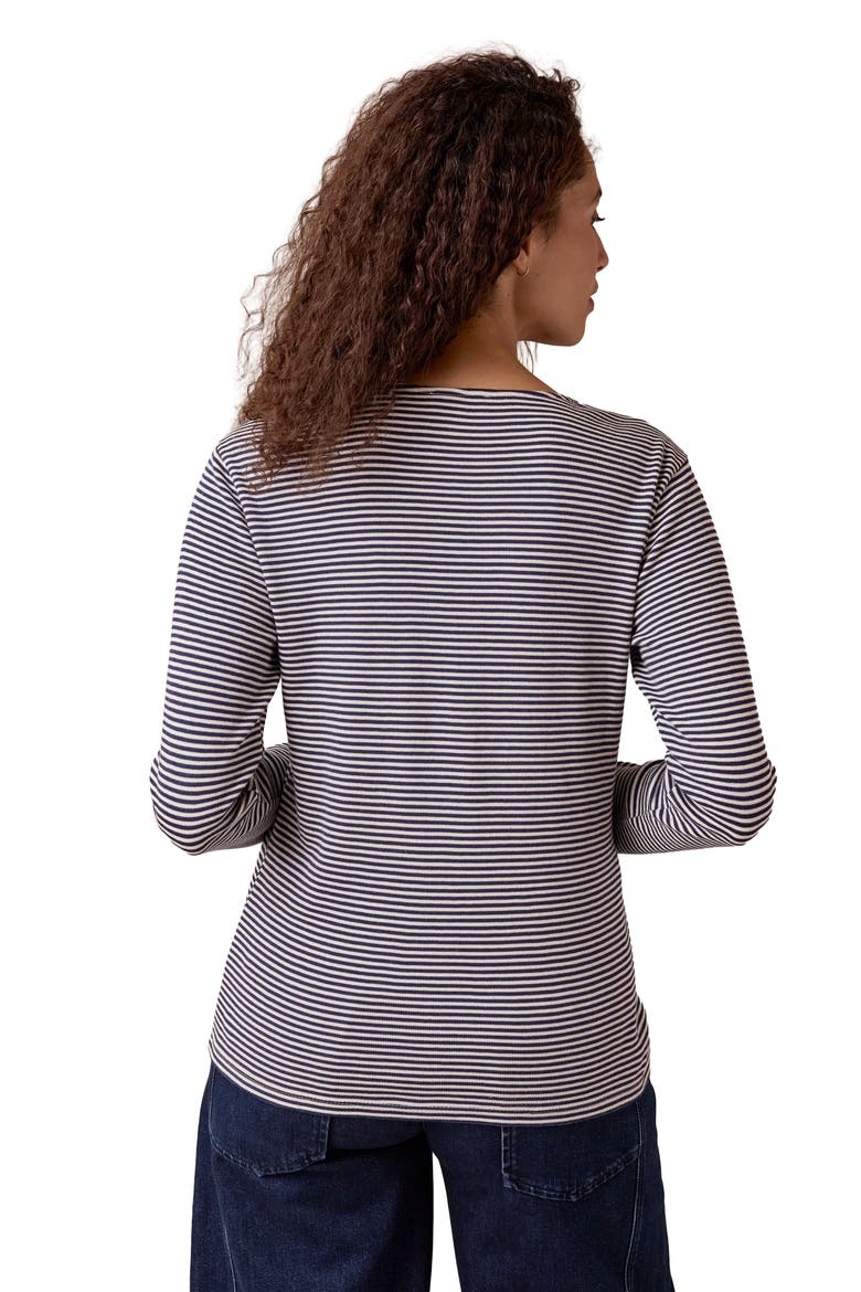 Cotton Striped Long Sleeve Top, Alternate, color, Dark Navy/ Chalk