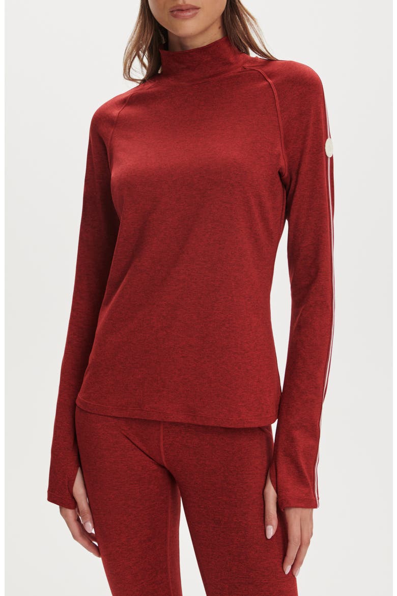 Always Warm Mock Neck Base Layer Top, Main, color, RED DAHLIA MARL