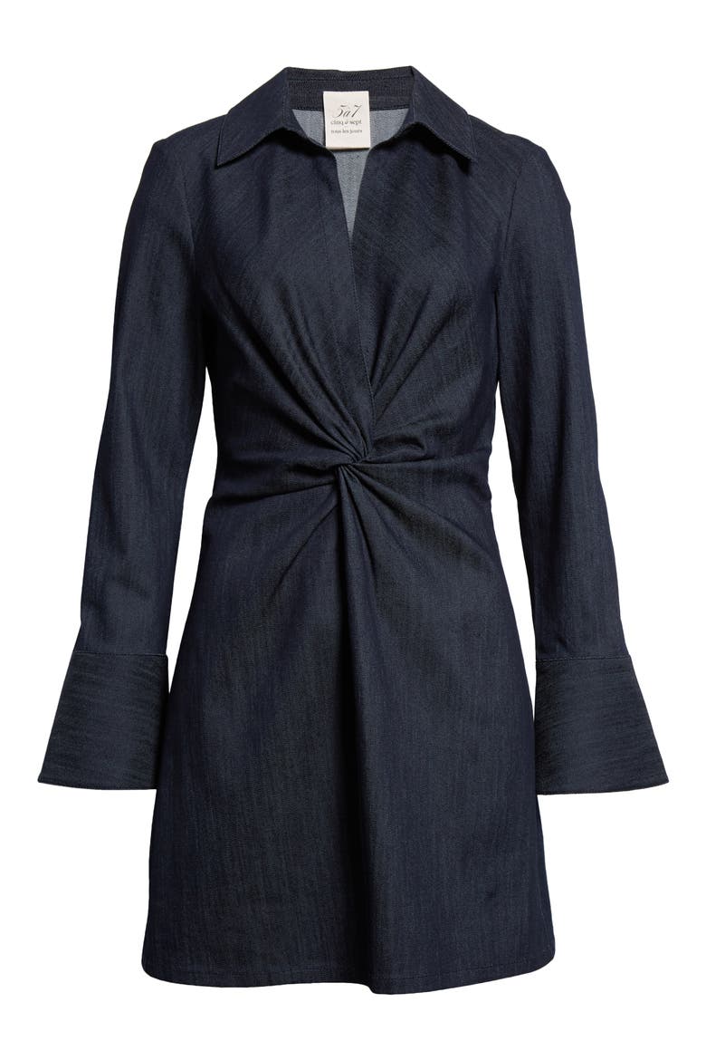 McKenna Twist Front Long Sleeve Denim Minidress, Alternate, color, INDIGO