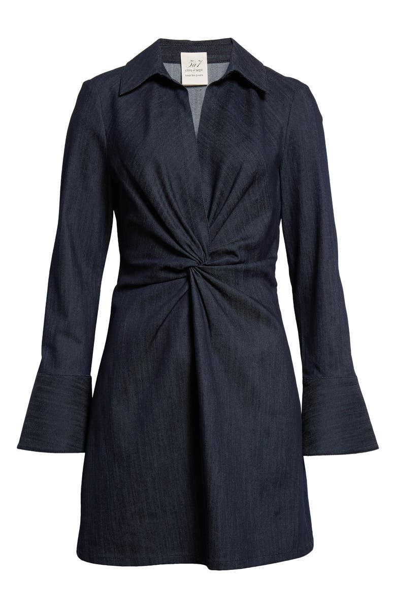 Cinq à Sept McKenna Twist Front Long Sleeve Denim Minidress, Alternate, color, Indigo