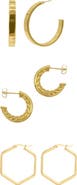 Adornia Set of 3 Assorted Hoop Earrings