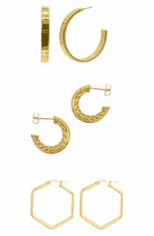 Adornia Set of 3 Assorted Hoop Earrings