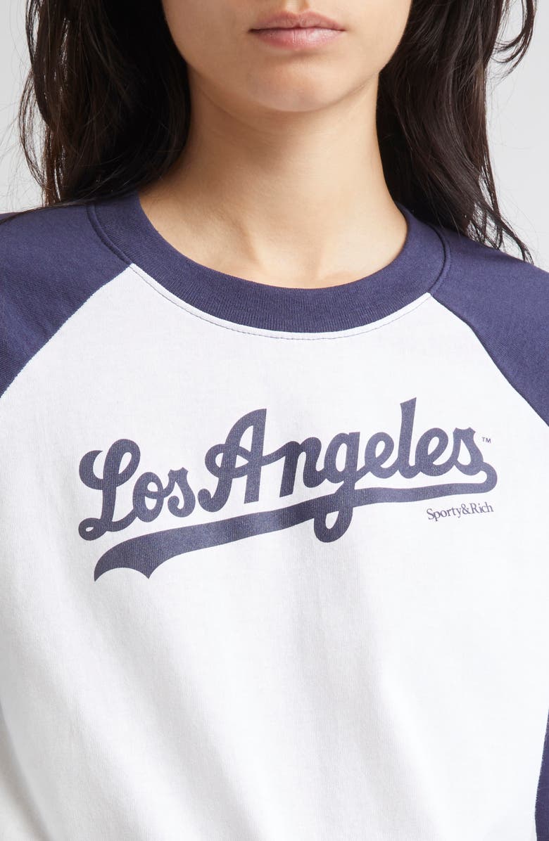 Sporty & Rich Dodgers Serif Graphic Baseball T-Shirt, Alternate, color, White/ Dark Navy
