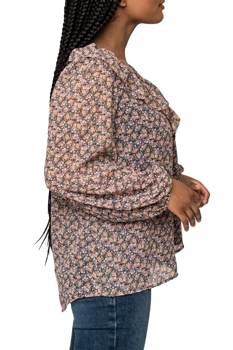 Gigi V-Neck Long Sleeve Floral Top, Alternate, color, MULTI PNK POSIE PRT