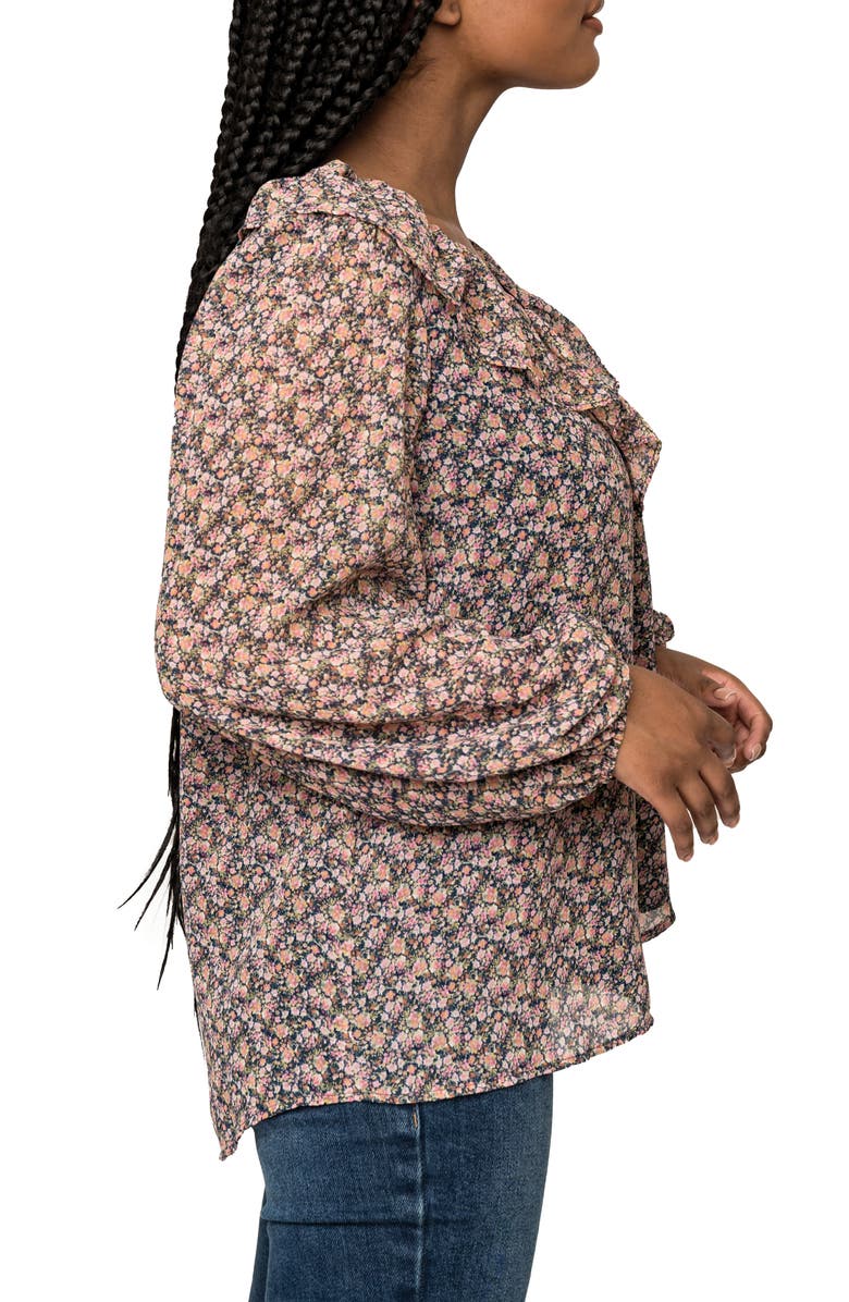 GIBSONLOOK Gigi V-Neck Long Sleeve Floral Top, Alternate, color, Multi Pnk Posie Prt