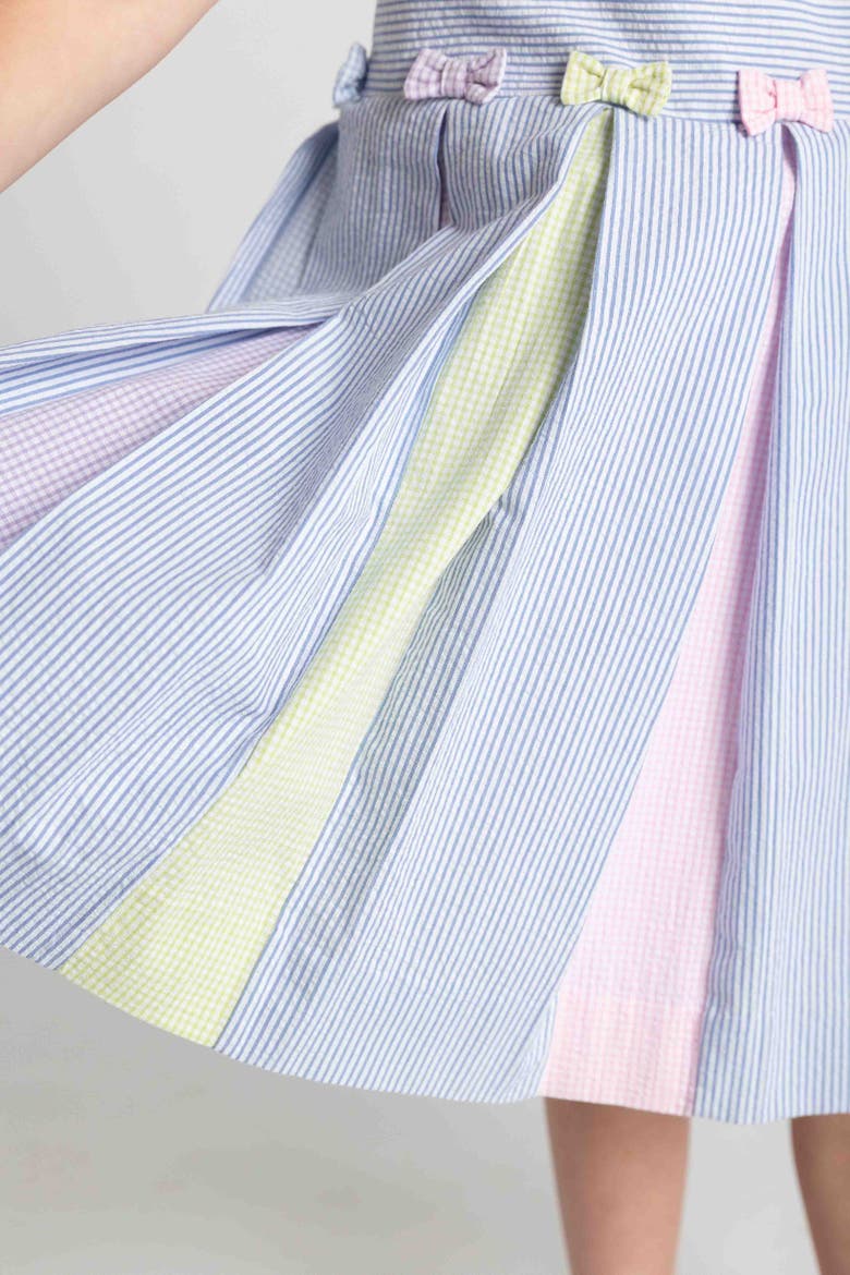 Multicolor Seersucker Pleated Dress, Alternate, color, Multi