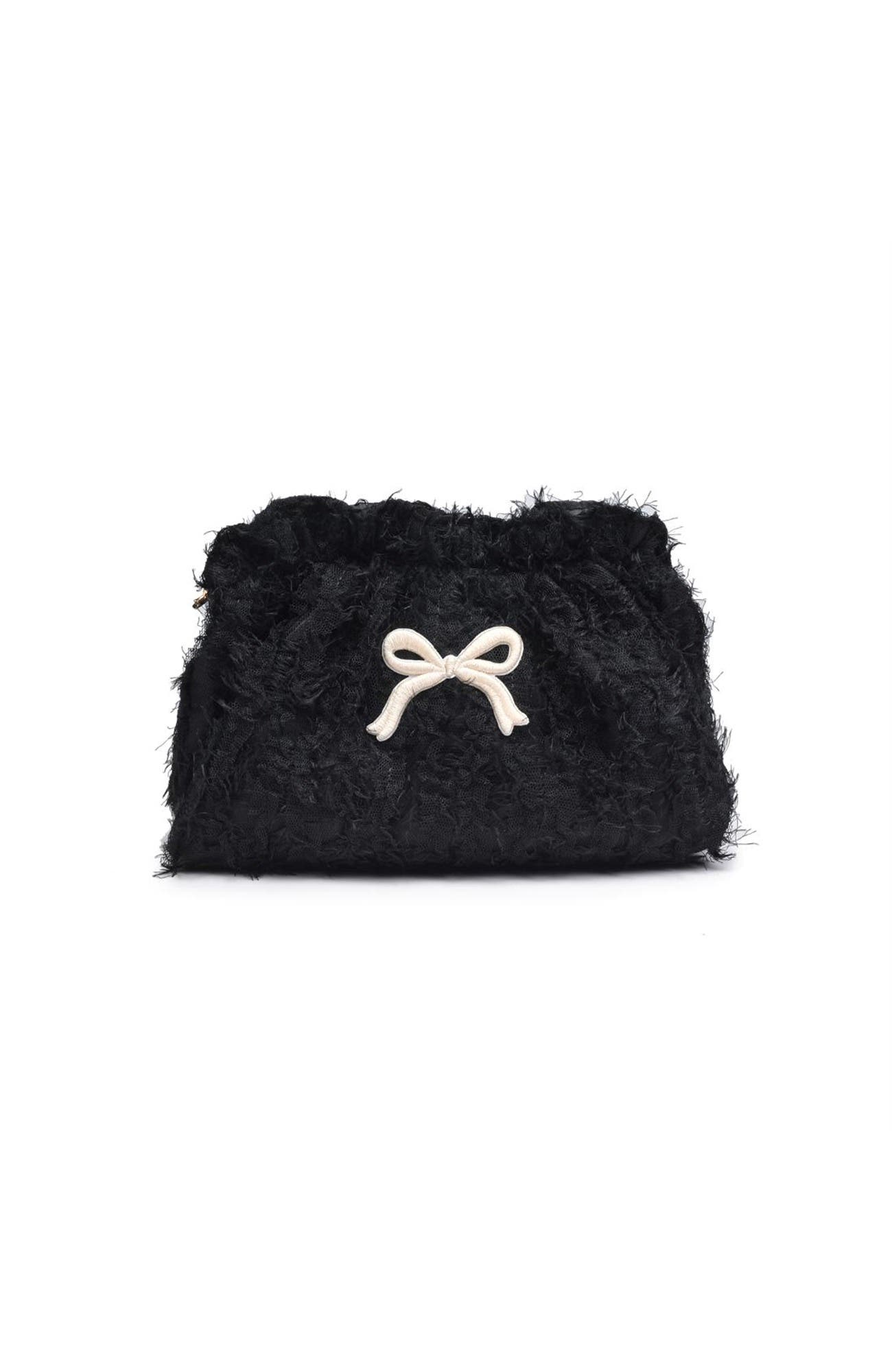 Fluffette Cosmetic & Travel Organizer Pouch, Main, color, Black Cream