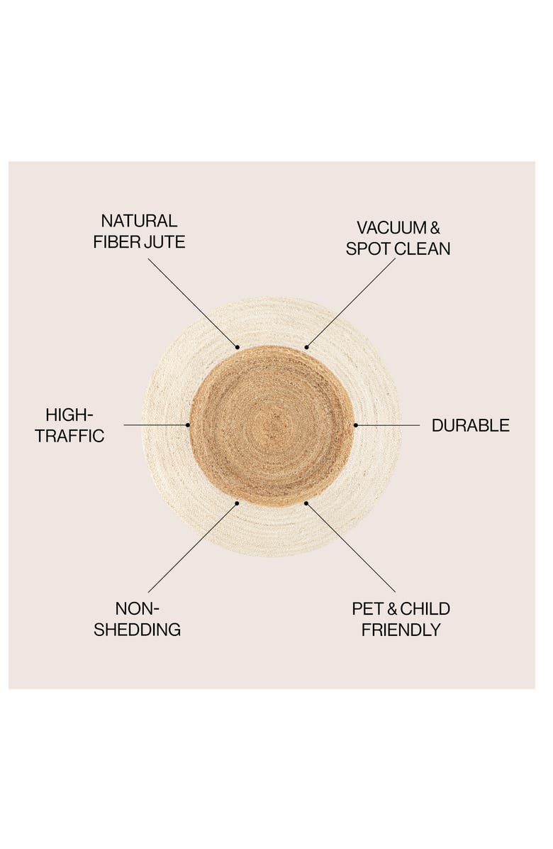 JONATHAN Y Oceana Two-Tone Boho Jute Circle Round Area Rug, Alternate, color, Cream/Natural