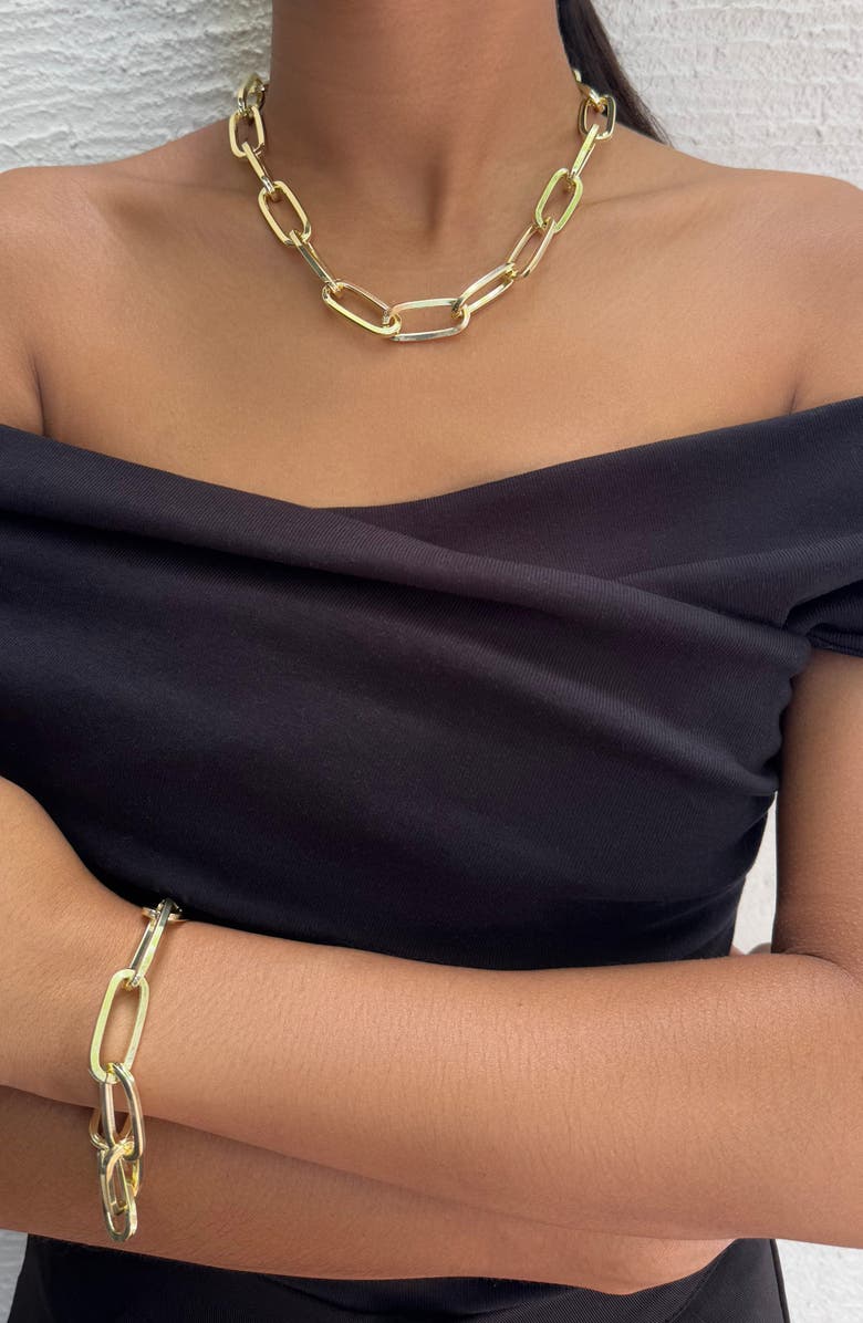 Adornia Chunky Paper Clip Chain Necklace, Alternate, color, Gold