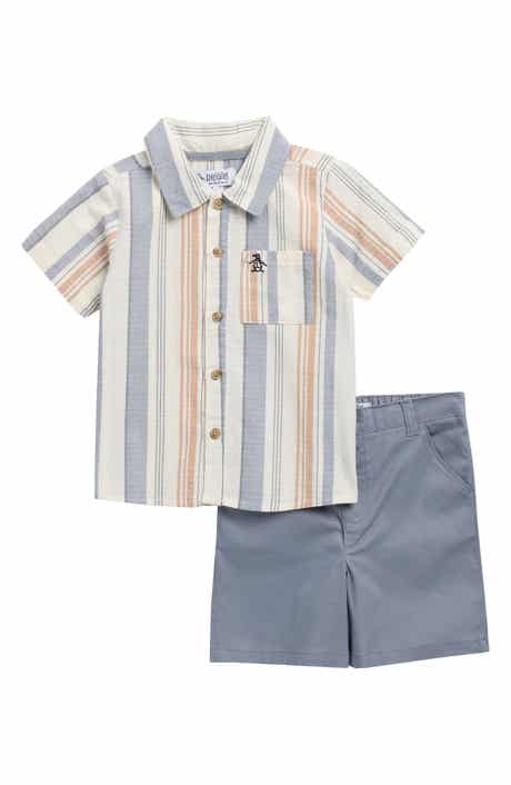 Original Penguin Kids' Short Sleeve Button-Up Camp Shirt & Shorts Set