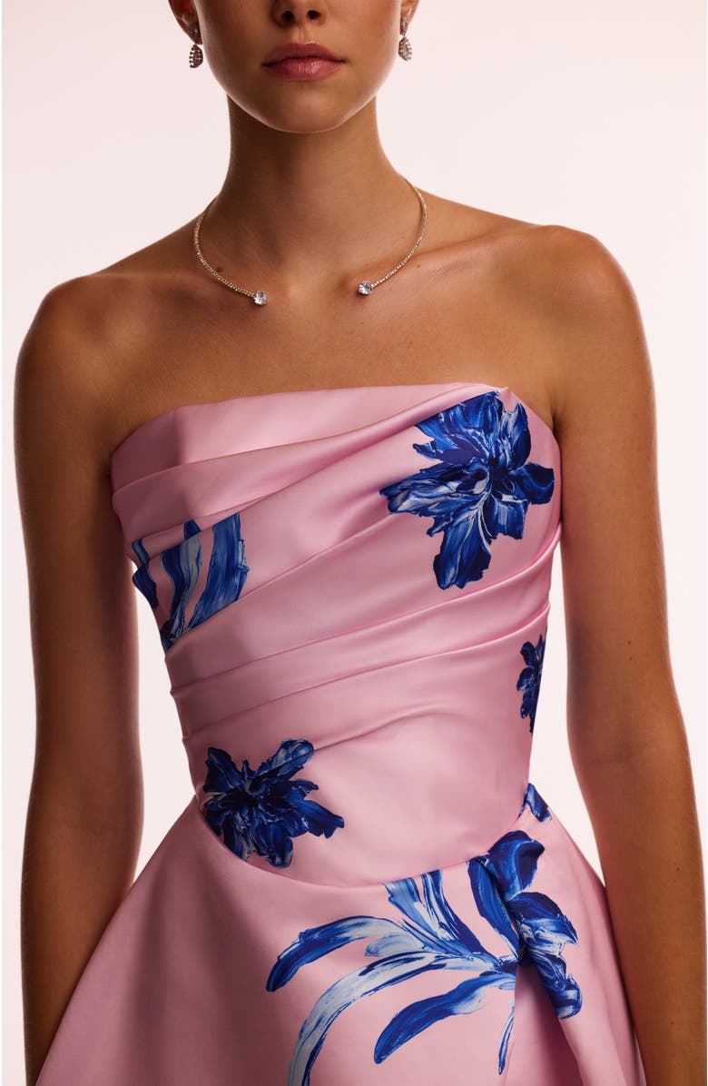 Milla Dainty pink A-line maxi dress with blue-flowered pattern, Alternate, color, Pink-Blue