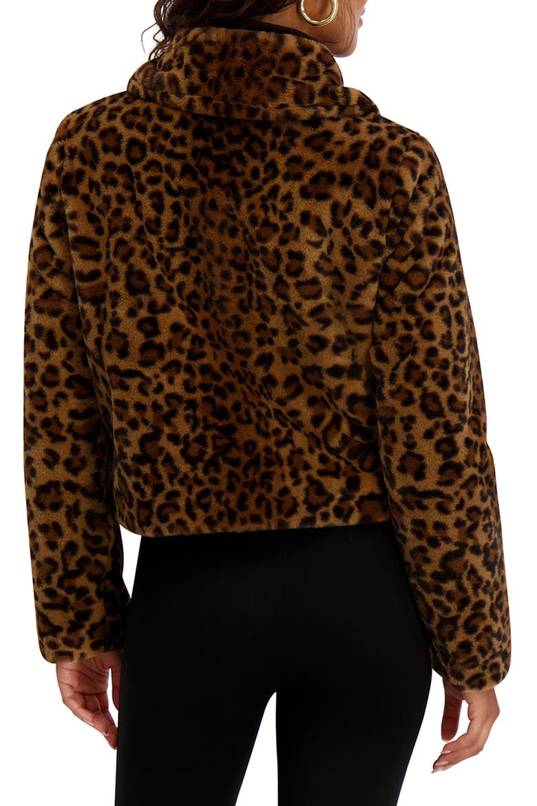 Leopard Print Faux Fur Short Jacket, Alternate, color, BROWN LEOP