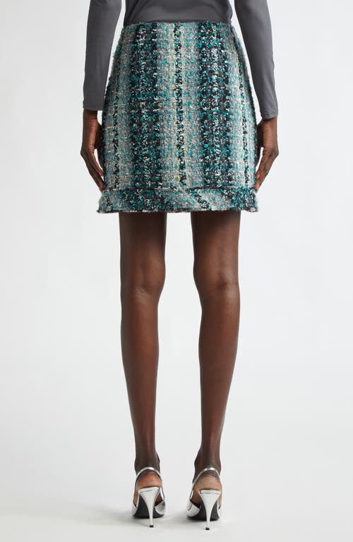 St John St. John Collection Foiled Eyelash Tweed Miniskirt In Juniper/aquamarine Multi