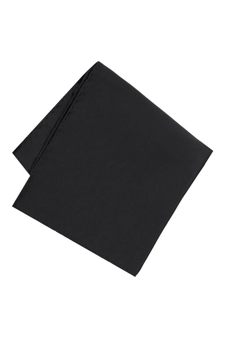 Men's Solid Satin Pocket Square, Main, color, BLACK