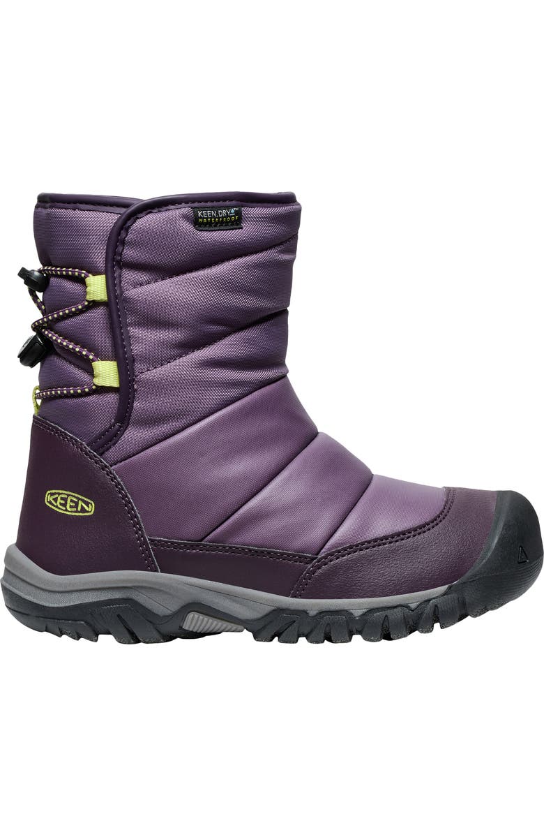 KEEN Kids' Puffrider Boot, Alternate, color, Black Plum/ Daiquiri Green