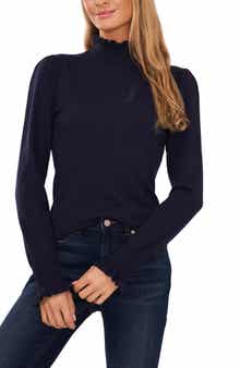 CeCe Ruffle Mock Neck Sweater