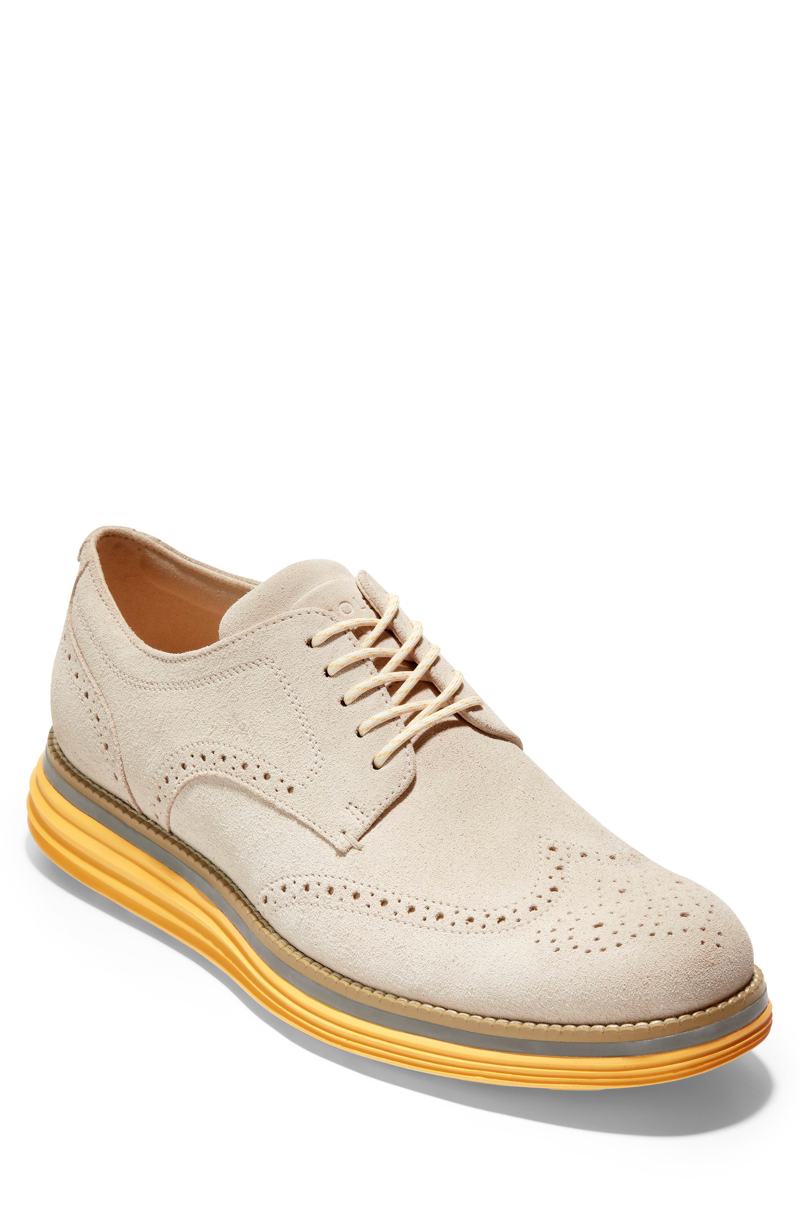 Original Grand Energy Meridian Short Wingtip Derby, Main, color, WHITECAP GREY SUEDE/ CITRUS