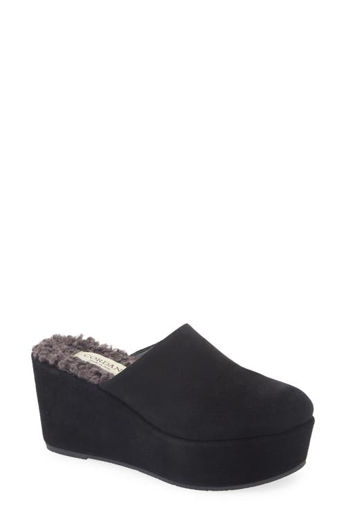 Cordani Jules Faux Fur Lined Platform Mule In Black