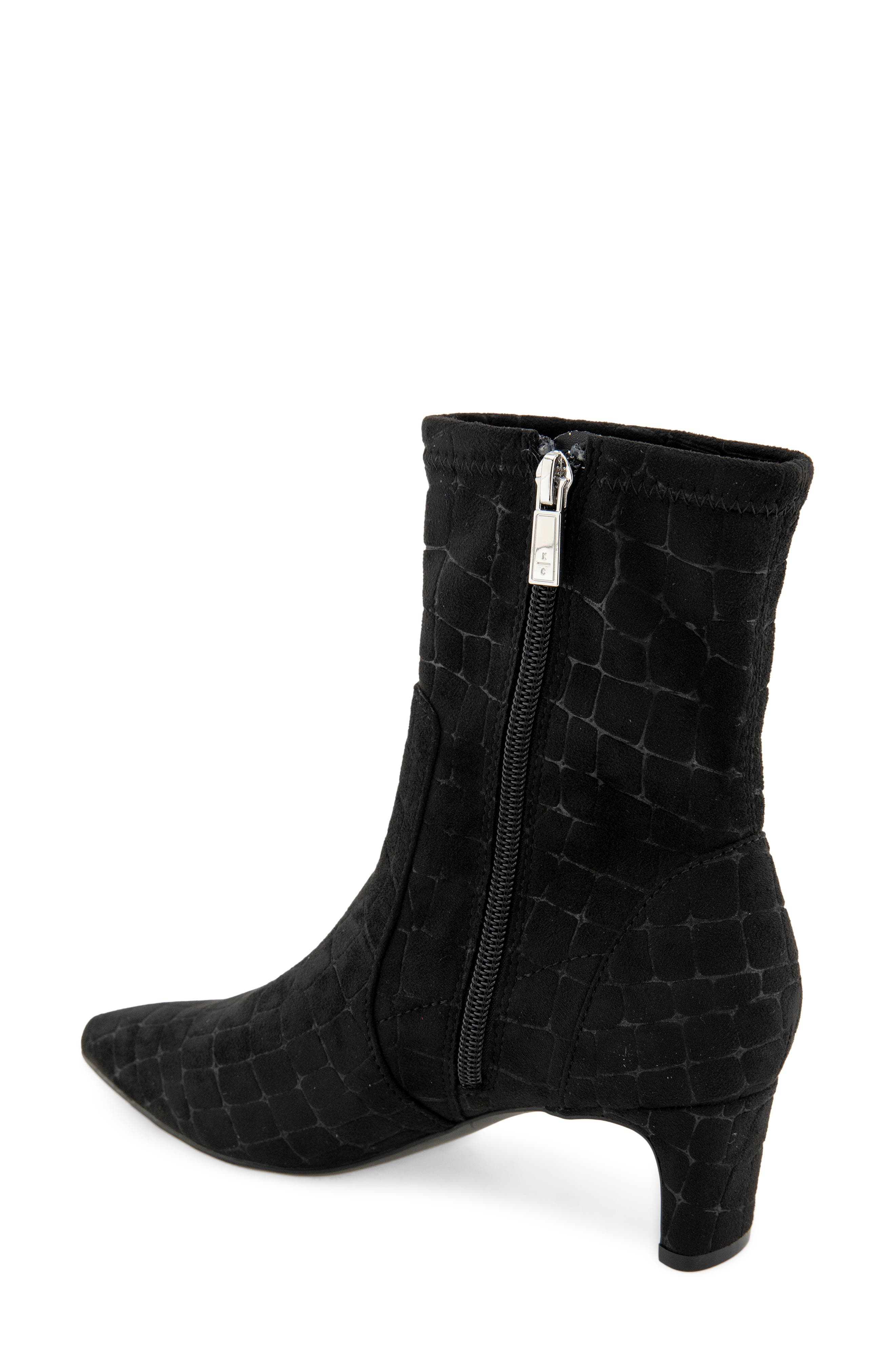 Bindi Croc Embossed Bootie, Alternate, color, BLACK CROC MICRO