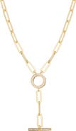 ATHRA LUXE Pavé Paper Clip Chain Toggle Necklace