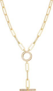 ATHRA LUXE Pavé Paper Clip Chain Toggle Necklace