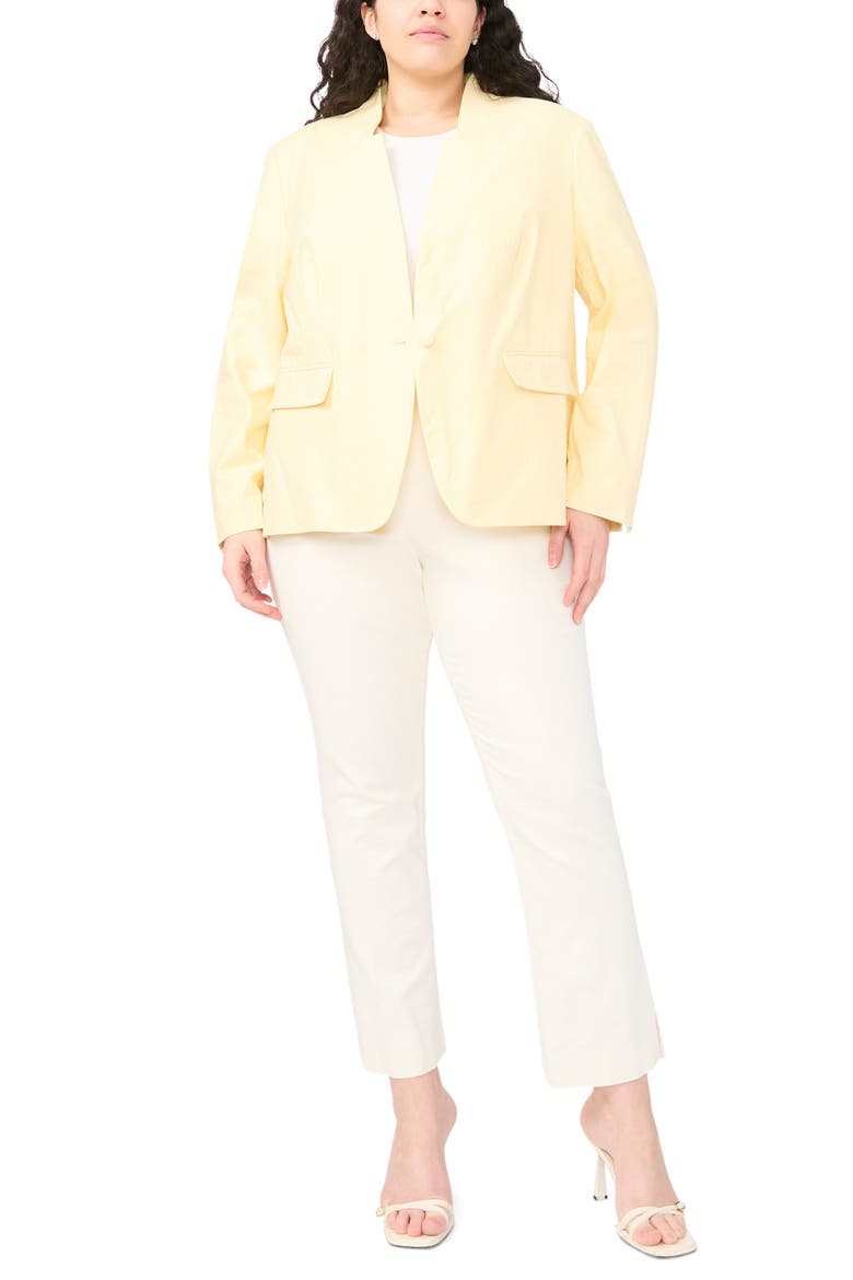 Inverted Lapel Linen Blend Blazer, Alternate, color, PASTEL YELLOW