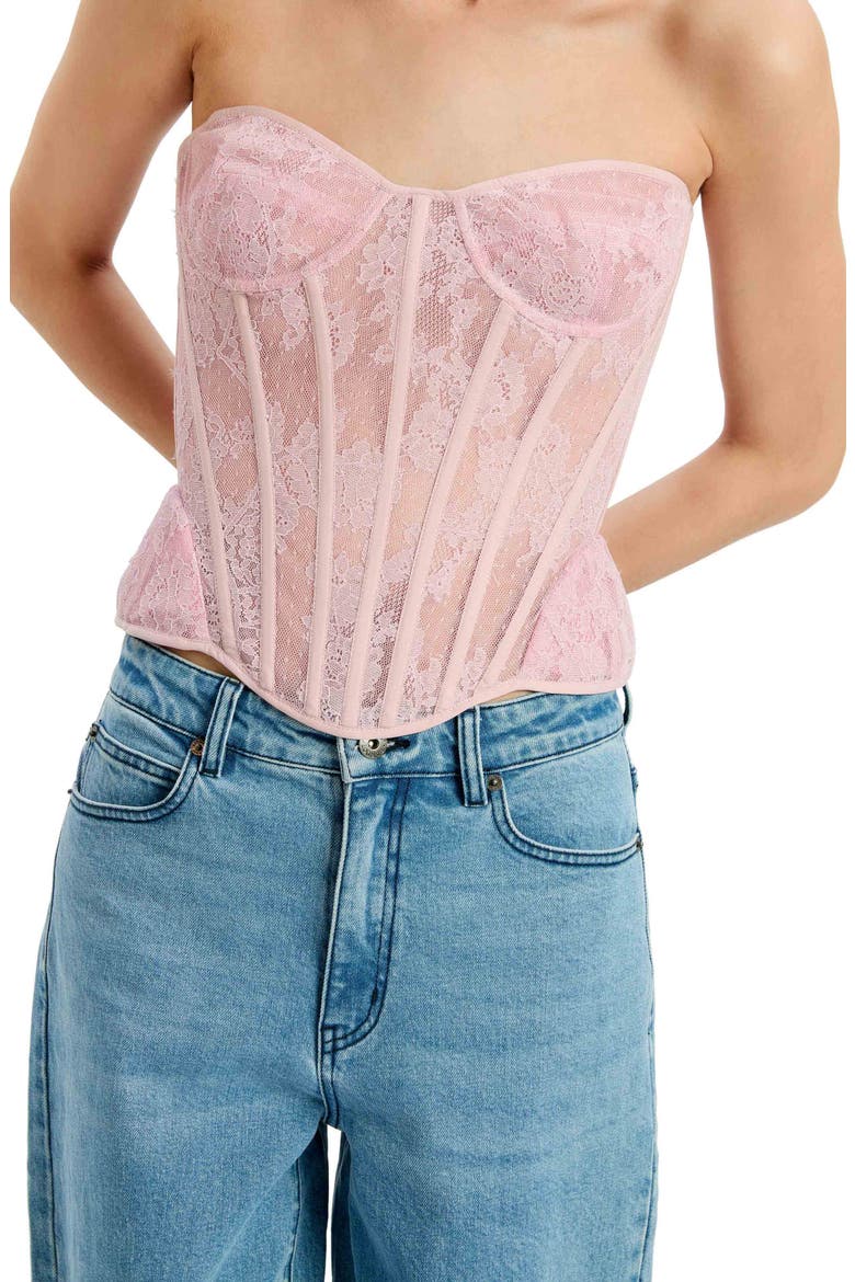 Cristo Strapless Lace Bustier, Alternate, color, LILAC