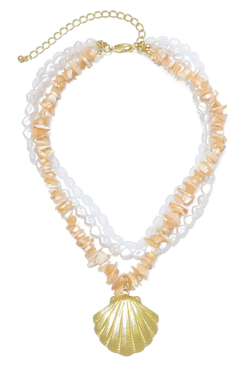 Multistrand Shell Pendant Necklace, Alternate, color, GOLD/ WHITE