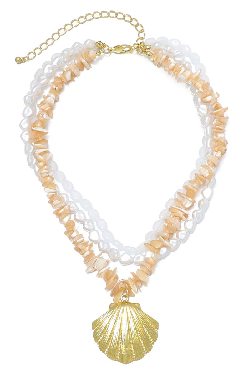 Adornia Multistrand Shell Pendant Necklace, Alternate, color,
