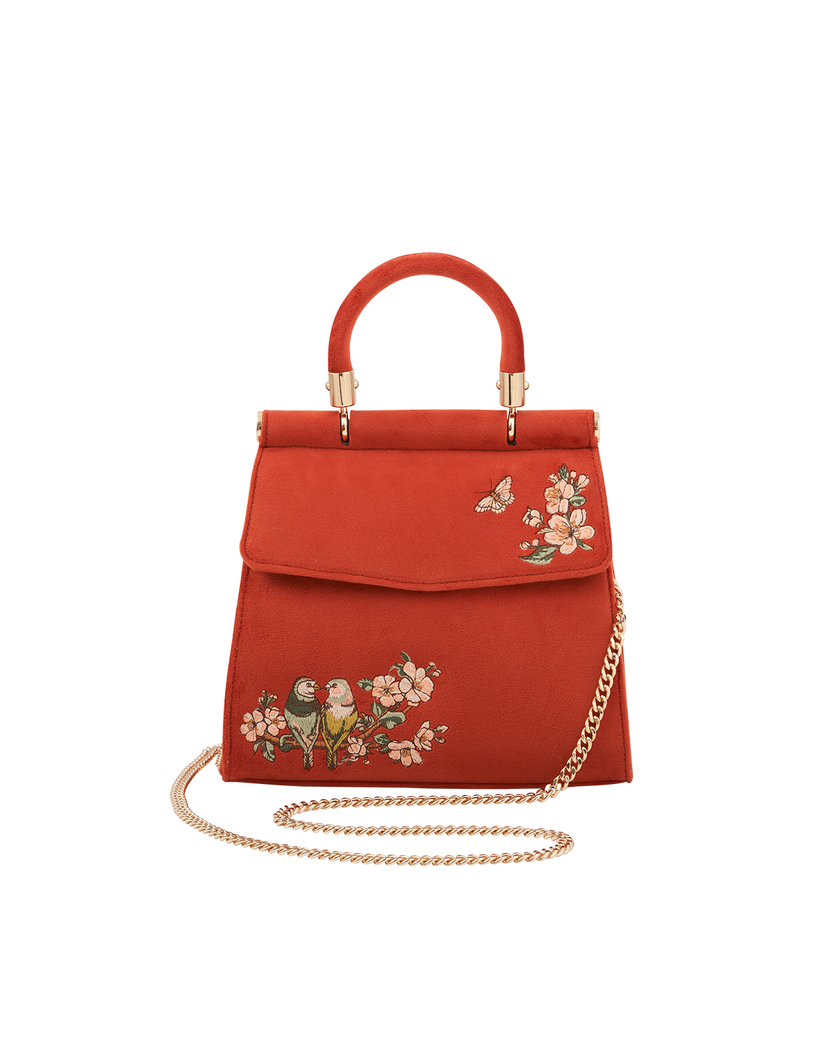 Fable England Lovebirds Mini Top Handle Tote, Alternate, color, Rust Red