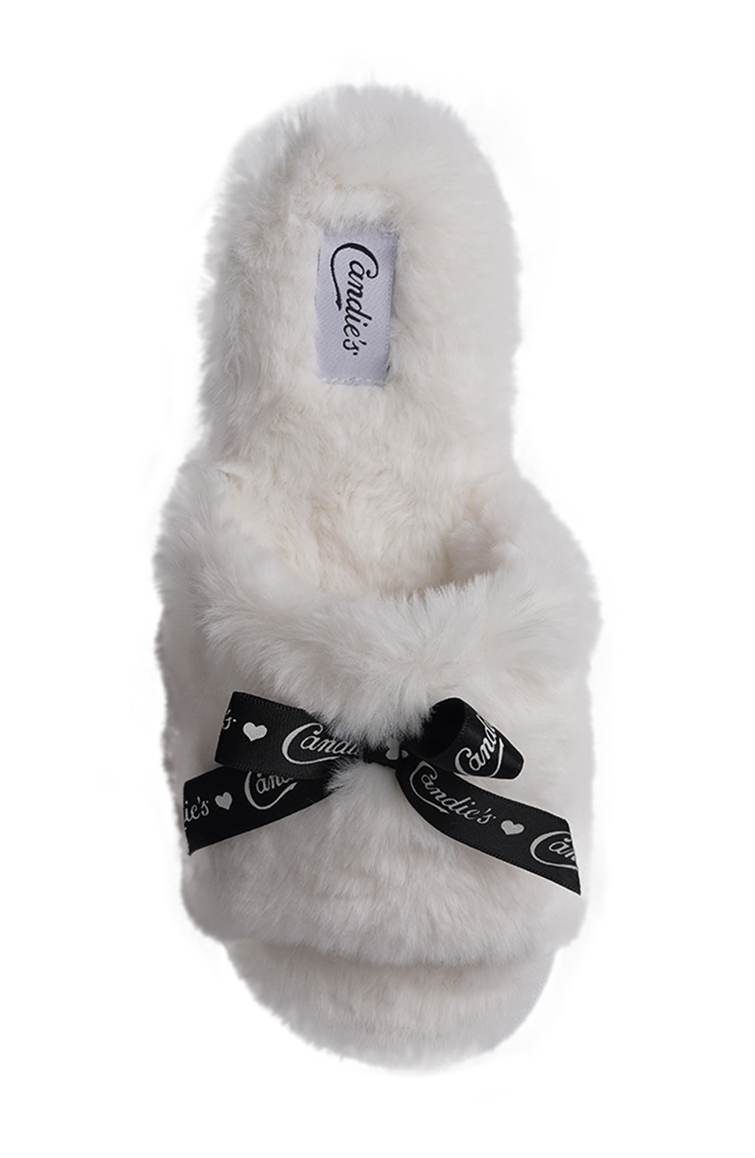 Candie's Zazas Faux Fur Slide Sandal, Alternate, color, Natural