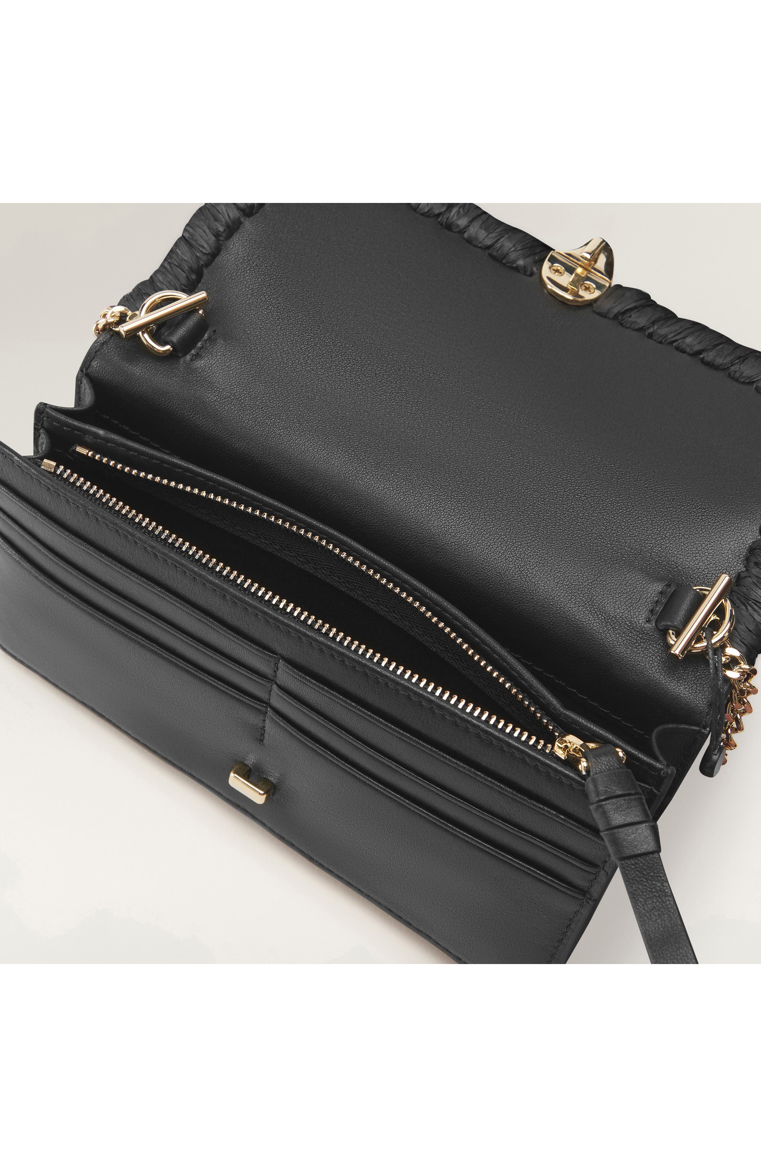 Helen Kaminski Blisse Raffia Trim Wallet, Alternate, color, Black/ Charcoal