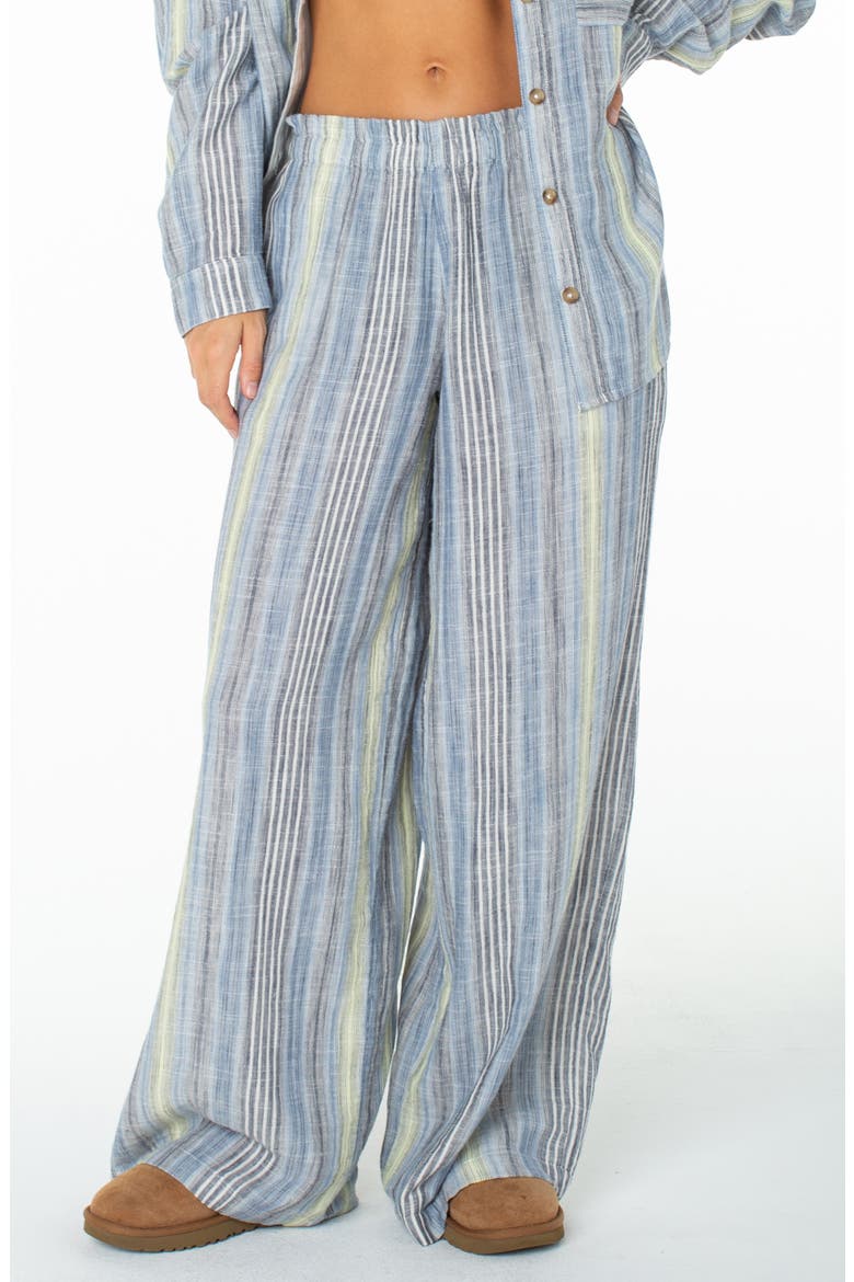Offshore Stripe Wide Leg Cotton Pants, Main, color, MOOD INDIGO