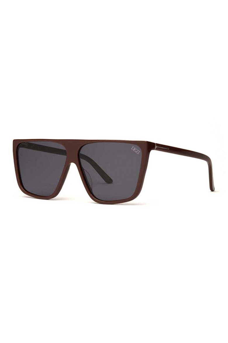 Type B 63mm Oversize Flat Top Sunglasses, Alternate, color, CHOCOLATE / DARK SMOKE