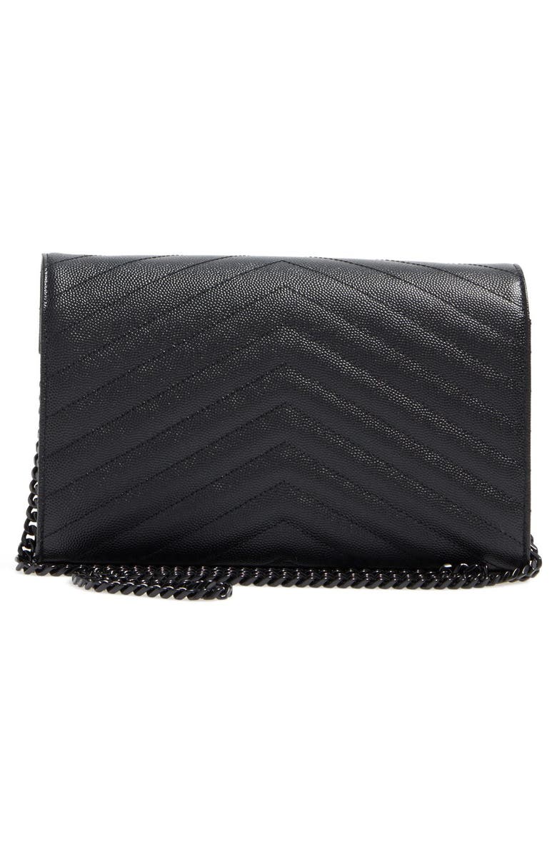 Saint Laurent Monogram Quilted Leather Wallet on a Chain, Alternate, color,