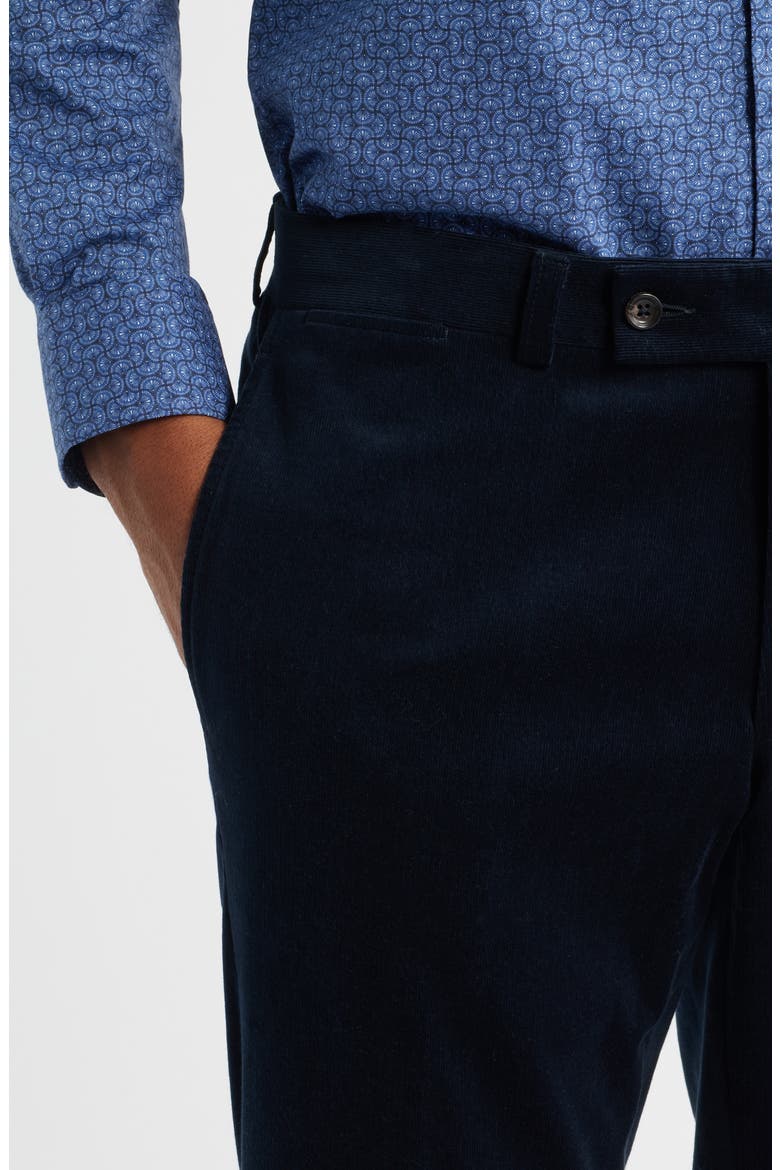 Palmer Navy Flat Front Cotton Stretch Corduroy Pants, Alternate, color, NAVY