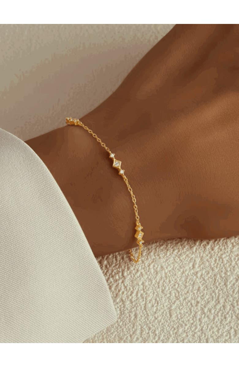 Hollywood Sensation Belissa Dainty Chain Link Bracelet with Cubic Zirconia Accents, Alternate, color, Gold