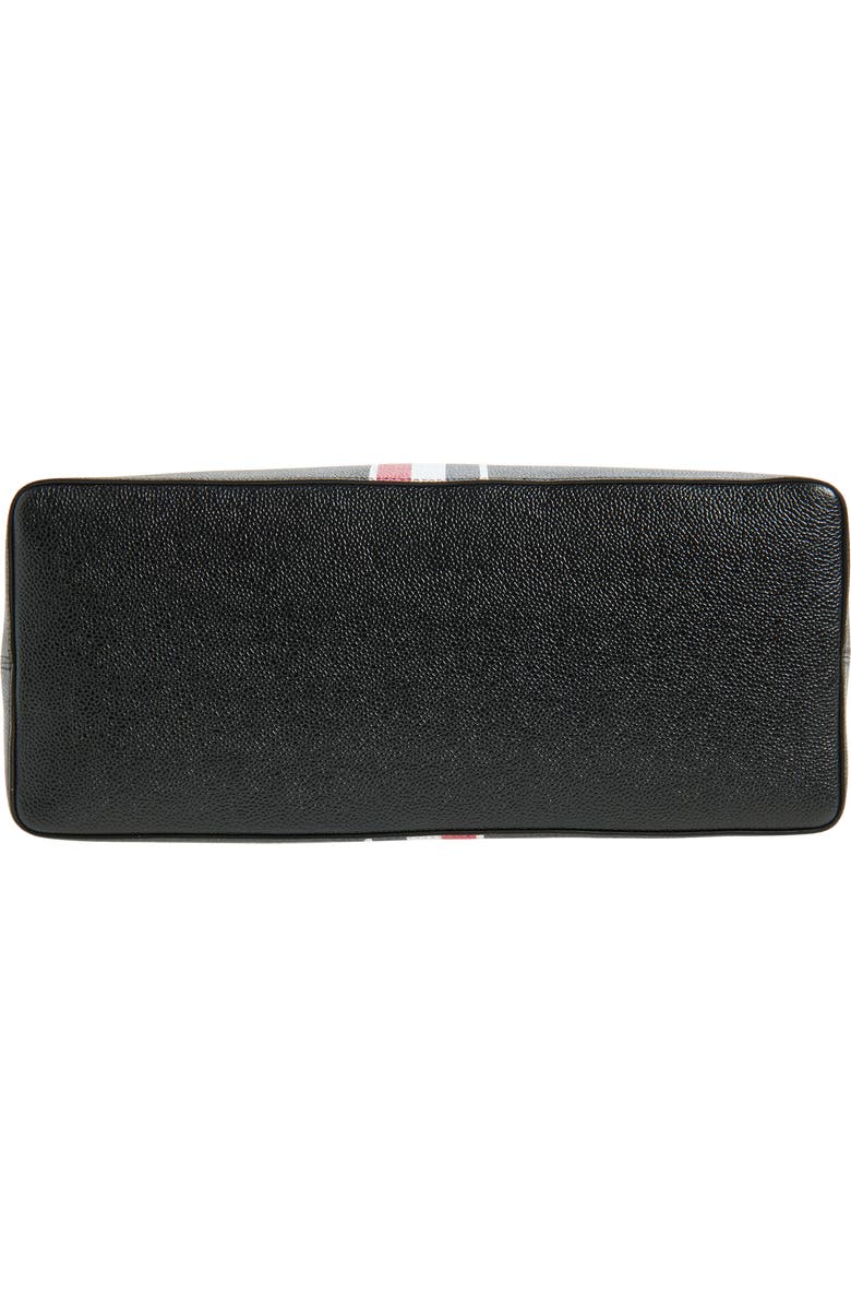 Thom Browne Vertical RWB Stripe Leather Tote, Alternate, color, Black