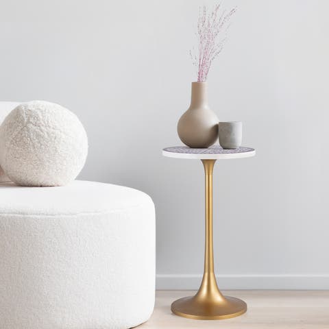 Nysha Modern Bohemian Metal/Resin Inlay Top End Table