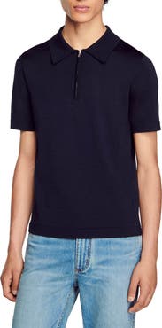 SANDRO Knitted polo with zip collar